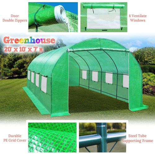  BenefitUSA GH052 Larger Hot Green House 20X10X7 Walk in Outdoor Plant Gardening Greenhouse