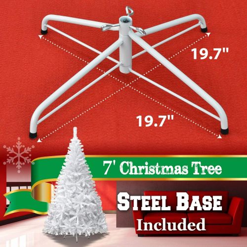  BenefitUSA Classic Pine Artificial Christmas Tree with Metal Stand, 7 White