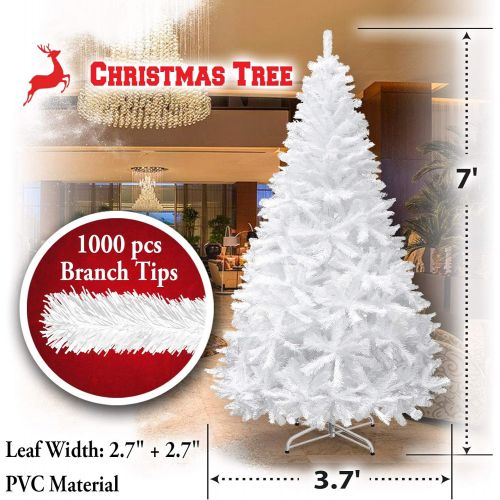  BenefitUSA Classic Pine Artificial Christmas Tree with Metal Stand, 7 White