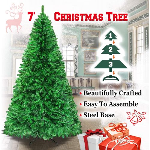  BenefitUSA Classic Pine Artificial Christmas Tree with Metal Stand, 7 White
