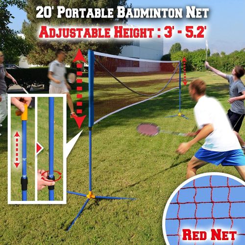  BenefitUSA Portable Badminton Net Volleyball Tennis Net w Stand for Family Sport