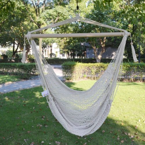  BenefitUSA B311 Hanging Swing Cotton XLarge Rope Solid Wood Spreader Bar Hold Up to 260Lbs Hammock Chair