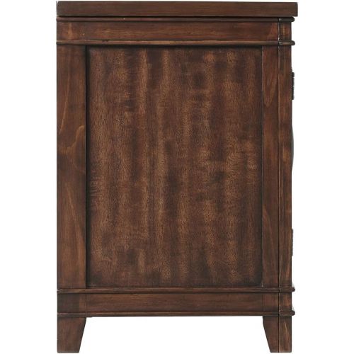  Benjara TV Stand with 2 Cabinets and Electric Fireplace, Brown