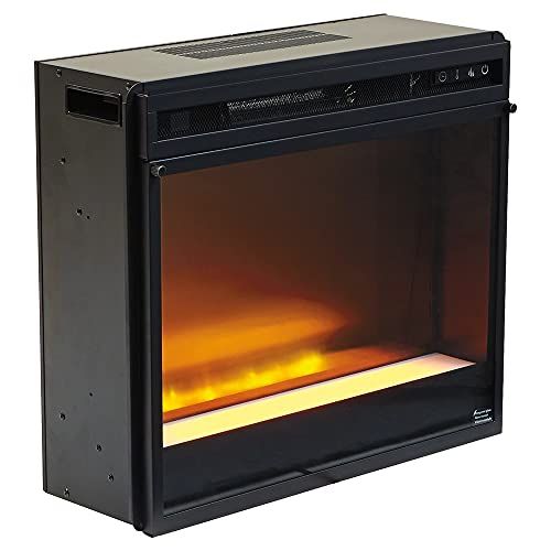  Benjara 23.75 Inches Electric Fireplace Insert with LED Lit Display, Black