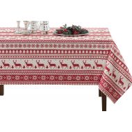 Benson Mills BENSON MILLS Nordic Christmas Herringbone Printed Rectangle Tablecloth, 60 by 120-Inch