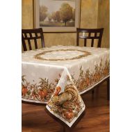 Benson Mills Turkey Festivities Engineered Border Tablecloth, 60 by 120-Inch