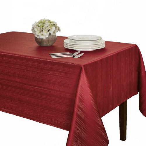  Benson Mills Flow Spillproof Fabric Tablecloth, 60X140 Inch, Ruby