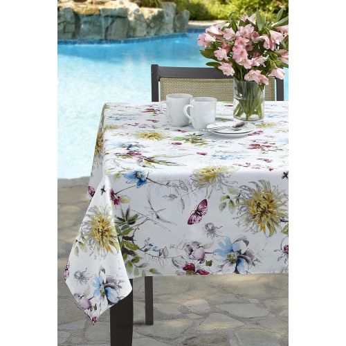  Benson Mills Garden Party Indoor/Outdoor Spillproof Tablecloth (60 X 84 Rectangular, Blooming Floral)