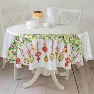 Benson Mills Printed Christmas Tablecloth (70“ Round, Holiday Trimming)