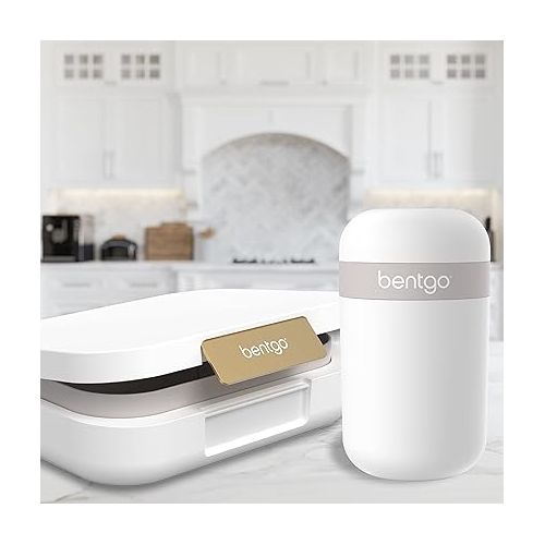  Bentgo® Snack Cup - Reusable Snack Container with Leak-Proof Design, Toppings Compartment, and Dual-Sealing Lid, Portable & Lightweight for Work, Travel, Gym - Dishwasher Safe (White)