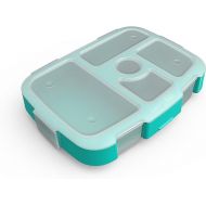 Bentgo Kids Brights Tray (Aqua) with Transparent Cover - Reusable, BPA-Free, 5-Compartment Meal Prep Container with Built-In Portion Control for Healthy At-Home Meals and On-the-Go Lunches