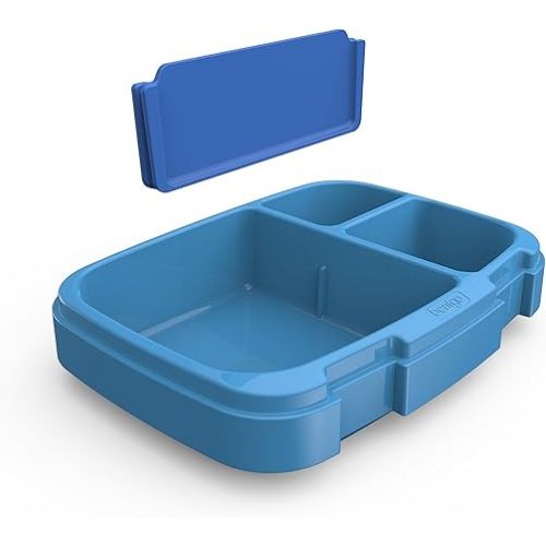  Bentgo Fresh Tray (Blue) with Transparent Cover - Reusable, BPA-Free, 4-Compartment Meal Prep Container with Built-In Portion Control for Healthy At-Home Meals and On-the-Go Lunches