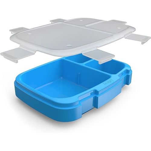  Bentgo Fresh Tray (Blue) with Transparent Cover - Reusable, BPA-Free, 4-Compartment Meal Prep Container with Built-In Portion Control for Healthy At-Home Meals and On-the-Go Lunches