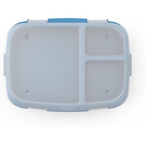  Bentgo Fresh Tray (Blue) with Transparent Cover - Reusable, BPA-Free, 4-Compartment Meal Prep Container with Built-In Portion Control for Healthy At-Home Meals and On-the-Go Lunches