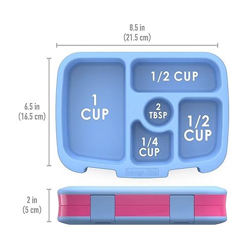  Bentgo® Kids Prints Leak-Proof, 5-Compartment Bento-Style Kids Lunch Box - Ideal Portion Sizes for Ages 3 to 7 - BPA-Free, Dishwasher Safe, Food-Safe Materials (Rainbows and Butterflies)