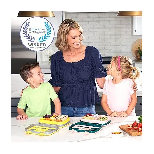  Bentgo® Kids Prints Leak-Proof, 5-Compartment Bento-Style Kids Lunch Box - Ideal Portion Sizes for Ages 3 to 7 - BPA-Free, Dishwasher Safe, Food-Safe Materials (Rainbows and Butterflies)