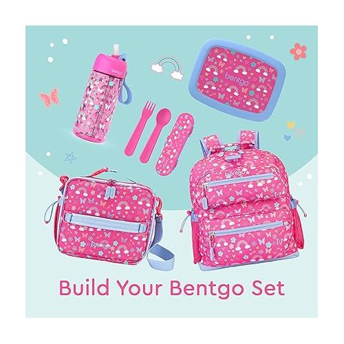  Bentgo® Kids Prints Leak-Proof, 5-Compartment Bento-Style Kids Lunch Box - Ideal Portion Sizes for Ages 3 to 7 - BPA-Free, Dishwasher Safe, Food-Safe Materials (Rainbows and Butterflies)