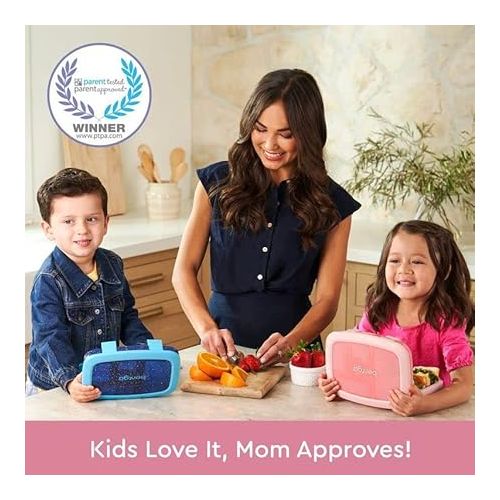  Bentgo® Kids 5-Compartment Lunch Box - Glitter Design for School, Ideal for Ages 3-7, Leak-Proof, Drop-Proof, Dishwasher Safe, & Made with BPA-Free Materials (Glitter Edition - Petal Pink)