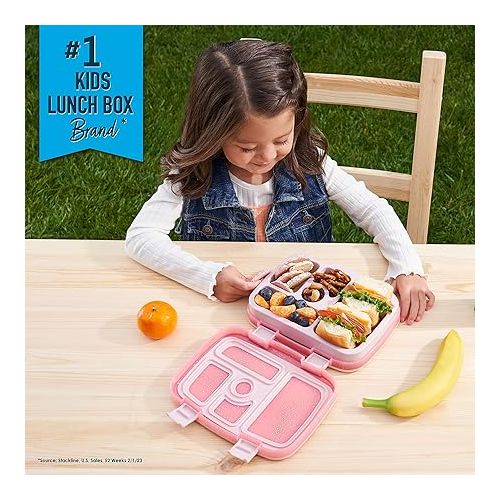  Bentgo® Kids 5-Compartment Lunch Box - Glitter Design for School, Ideal for Ages 3-7, Leak-Proof, Drop-Proof, Dishwasher Safe, & Made with BPA-Free Materials (Glitter Edition - Petal Pink)