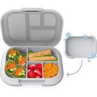 Bentgo® Kids Chill Leak-Proof Lunch Box - Included Reusable Ice Pack Keeps Food Cold; 4-Compartment Bento Lunch Container; Microwave & Dishwasher Safe; 2-Year Warranty (Gray)