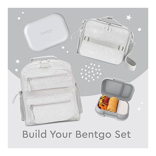  Bentgo® Kids Chill Leak-Proof Lunch Box - Included Reusable Ice Pack Keeps Food Cold; 4-Compartment Bento Lunch Container; Microwave & Dishwasher Safe; 2-Year Warranty (Gray)