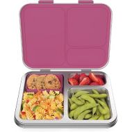 Bentgo® Kids Stainless Steel Leak-Resistant Lunch Box - Bento-Style Redesigned in 2022 w/Upgraded Latches, 3 Compartments & Extra Container - Eco-Friendly, Dishwasher Safe, Patented Design (Fuchsia)