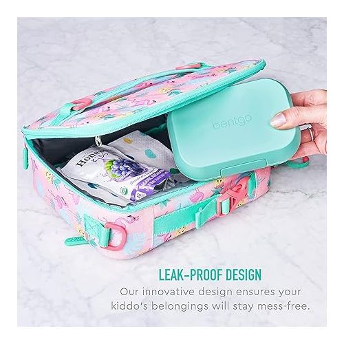  Bentgo® Kids Snack - 2 Compartment Leak-Proof Bento-Style Food Storage for Snacks and Small Meals, Easy-Open Latch, Dishwasher Safe, and BPA-Free - Ideal for Ages 3+ (Aqua)