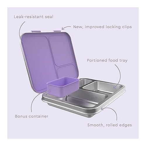  Bentgo® Kids Stainless Steel Prints Leak-Resistant Lunch Box - New Improved 2022 Bento-Style with Updated Latches, 3 Compartments & Bonus Container - Eco-Friendly, Dishwasher Safe, BPA-Free (Unicorn)