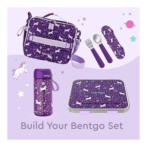  Bentgo® Kids Stainless Steel Prints Leak-Resistant Lunch Box - New Improved 2022 Bento-Style with Updated Latches, 3 Compartments & Bonus Container - Eco-Friendly, Dishwasher Safe, BPA-Free (Unicorn)