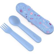 Bentgo® Kids Utensil Set - Reusable Plastic Fork, Spoon & Storage Case - BPA-Free Materials, Easy-Grip Handles, Dishwasher Safe - Ideal for School Lunch, Travel, & Outdoors (Lavender Galaxy)