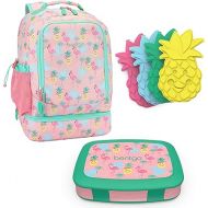 Bentgo 2-in-1 Backpack & Insulated Lunch Bag Set With Kids Prints Lunch Box and 4 Reusable Ice Packs (Tropical)