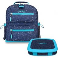 Bentgo® Kids 5-Compartment Lunch Box Set With Lightweight 14” Kids Backpack (Confetti Edition - Abyss Blue)