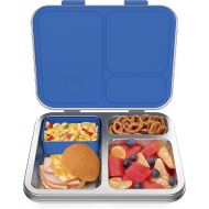 Bentgo® Kids Stainless Steel Leak-Resistant Lunch Box - Bento-Style Redesigned in 2022 w/Upgraded Latches, 3 Compartments, & Extra Container - Eco-Friendly, Dishwasher Safe, Patented Design (Blue)