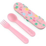 Bentgo® Kids Utensil Set - Reusable Plastic Fork, Spoon & Storage Case - BPA-Free Materials, Easy-Grip Handles, Dishwasher Safe - Ideal for School Lunch, Travel, & Outdoors (Tropical)