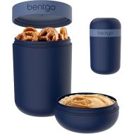 Bentgo® Snack Cup - Reusable Snack Container with Leak-Proof Design, Toppings Compartment, and Dual-Sealing Lid, Portable & Lightweight for Work, Travel, Gym - Dishwasher Safe (Navy)