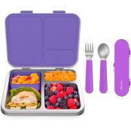 Bentgo® Kids Stainless Steel Lunch Box Set With Reusable Stainless Steel Utensils (Purple)