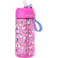 Bentgo® Kids Water Bottle - New & Improved 2023 Leak-Proof, BPA-Free 15 oz. Cup for Toddlers & Children - Flip-Up Safe-Sip Straw for School, Sports, Daycare, Camp & More (Rainbows & Butterflies)