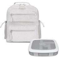 Bentgo® Kids 5-Compartment Lunch Box Set With Lightweight 14” Kids Backpack (Glitter Edition - Silver)
