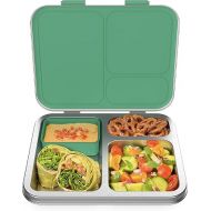 Bentgo® Kids Stainless Steel Leak-Resistant Lunch Box - Bento-Style Redesigned in 2022 w/Upgraded Latches, 3 Compartments, & Extra Container - Eco-Friendly, Dishwasher Safe, Patented Design (Green)