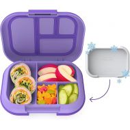 Bentgo® Kids Chill Leak-Proof Lunch Box - Included Reusable Ice Pack Keeps Food Cold; 4-Compartment Bento Lunch Container; Microwave & Dishwasher Safe; 2-Year Warranty (Purple)