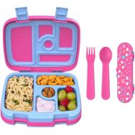 Bentgo® Kids Prints 5-Compartment Bento-Style Kids Lunch Box Set with Reusable Plastic Utensils (Rainbows and Butterflies)