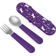 Bentgo® Kids Stainless Steel Utensil Set - Reusable Fork, Spoon & Storage Case - High-Grade BPA-Free Stainless Steel, Easy-Grip Handles, Dishwasher Safe for School Lunch, Travel & Outdoors (Unicorn)