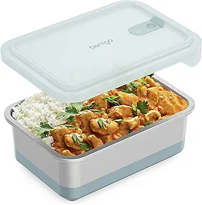 Bentgo® MicroSteel® Heat & Eat Container - Microwave-Safe, Sustainable & Reusable Stainless Steel Food Storage Container with Airtight Lid for Eco-Friendly Meal Prepping (Family Size - 8.5 Cups)