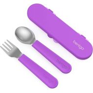 Bentgo® Kids Stainless Steel Utensil Set - Reusable Fork, Spoon & Storage Case - High-Grade BPA-Free Stainless Steel, Easy-Grip Handles, Dishwasher Safe for School Lunch, Travel & Outdoors (Purple)