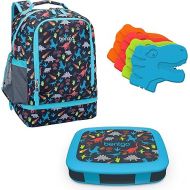 Bentgo 2-in-1 Backpack & Insulated Lunch Bag Set With Kids Prints Lunch Box and 4 Reusable Ice Packs (Dinosaur)