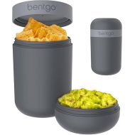 Bentgo® Snack Cup - Reusable Snack Container with Leak-Proof Design, Toppings Compartment, and Dual-Sealing Lid, Portable & Lightweight for Work, Travel, Gym - Dishwasher Safe (Dark Gray)