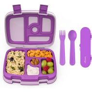 Bentgo® Kids Bento-Style 5-Compartment Lunch Box With Kids Reusable Plastic Utensils (Purple)