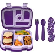 Bentgo® Kids Prints 5-Compartment Bento-Style Kids Lunch Box Set with Reusable Plastic Utensils (Unicorn)