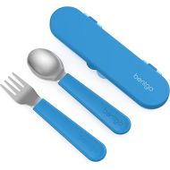 Bentgo® Kids Stainless Steel Utensil Set - Reusable Fork, Spoon & Storage Case - High-Grade BPA-Free Stainless Steel, Easy-Grip Handles, Dishwasher Safe for School Lunch, Travel & Outdoors (Blue)