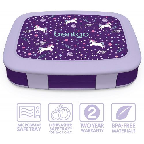  [아마존 핫딜] [아마존핫딜]Bentgo Kids Prints (Unicorn) - Leak-Proof, 5-Compartment Bento-Style Kids Lunch Box - Ideal Portion Sizes for Ages 3 to 7 - BPA-Free and Food-Safe Materials